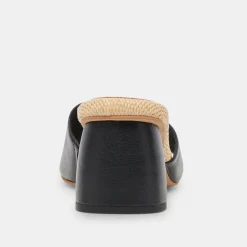 MINNY RAFFIA HEELS BLACK LEATHER^Dolce Vita Discount