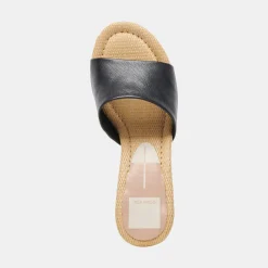 MINNY RAFFIA HEELS BLACK LEATHER^Dolce Vita Discount