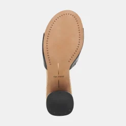 MINNY RAFFIA HEELS BLACK LEATHER^Dolce Vita Discount