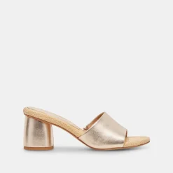 MINNY RAFFIA HEELS ROSE GOLD LEATHER^Dolce Vita Online