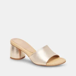 MINNY RAFFIA HEELS ROSE GOLD LEATHER^Dolce Vita Online