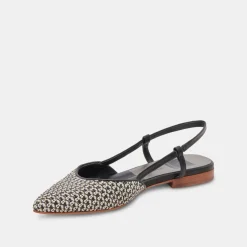 NARAH FLATS BLACK NATURAL RAFFIA^Dolce Vita Online