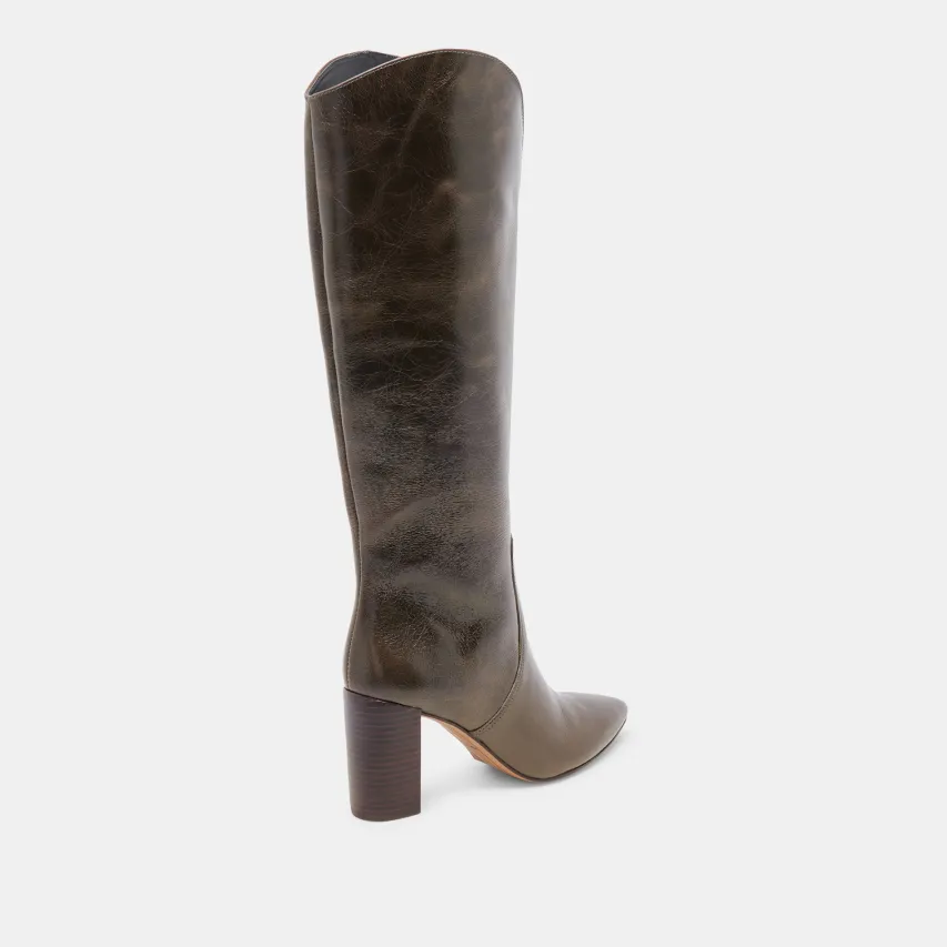 NEDI BOOTS DARK OLIVE LEATHER^Dolce Vita Fashion