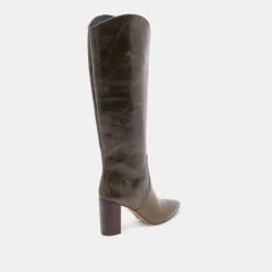 NEDI WIDE CALF BOOTS DARK OLIVE LEATHER^Dolce Vita Fashion