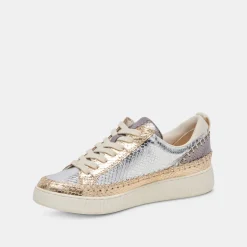 NICONA SNEAKERS SILVER GOLD EMBOSSED LEATHER^Dolce Vita Best