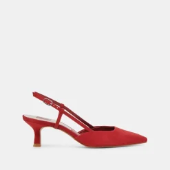 ODELA WIDE HEELS CRIMSON SUEDE^Dolce Vita Online