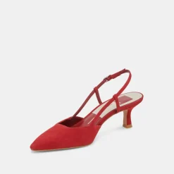 ODELA WIDE HEELS CRIMSON SUEDE^Dolce Vita Online