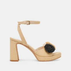 OLIVEA HEELS BLACK NATURAL RAFFIA^Dolce Vita Discount
