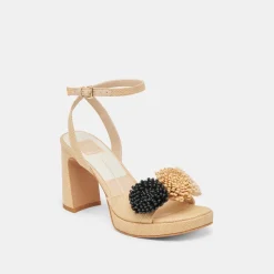 OLIVEA HEELS BLACK NATURAL RAFFIA^Dolce Vita Discount
