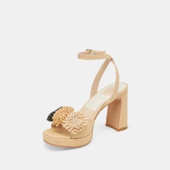 OLIVEA HEELS BLACK NATURAL RAFFIA^Dolce Vita Discount