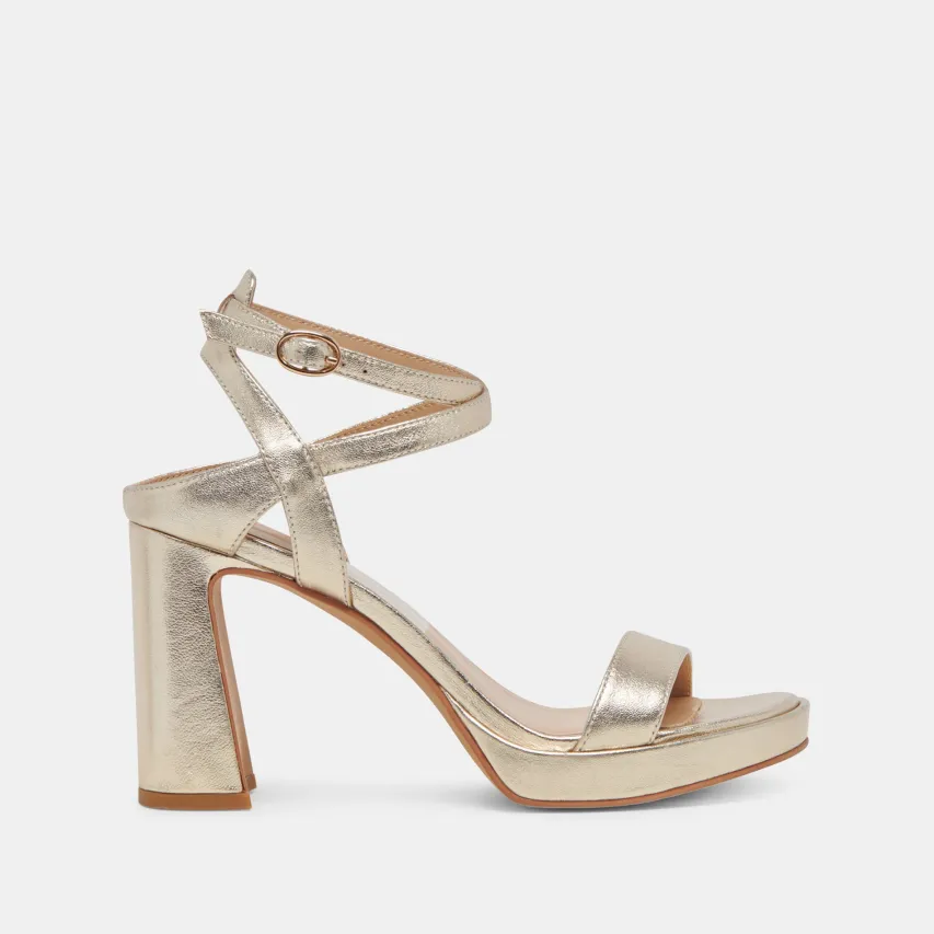OZZY HEELS LIGHT GOLD METALLIC LEATHER^Dolce Vita Online