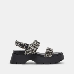 PALDA SANDALS BLACK WHITE RAFFIA^Dolce Vita Fashion