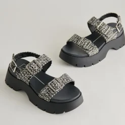 PALDA SANDALS BLACK WHITE RAFFIA^Dolce Vita Fashion