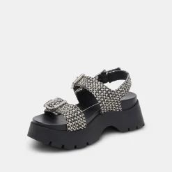 PALDA SANDALS BLACK WHITE RAFFIA^Dolce Vita Fashion