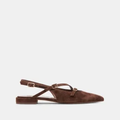 PAMLA FLATS DK BROWN SUEDE^Dolce Vita New