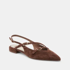 PAMLA FLATS DK BROWN SUEDE^Dolce Vita New