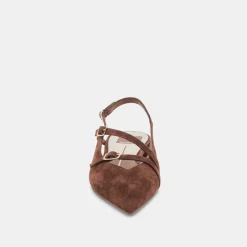 PAMLA FLATS DK BROWN SUEDE^Dolce Vita New