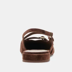 PAMLA FLATS DK BROWN SUEDE^Dolce Vita New