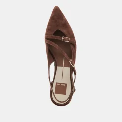 PAMLA FLATS DK BROWN SUEDE^Dolce Vita New