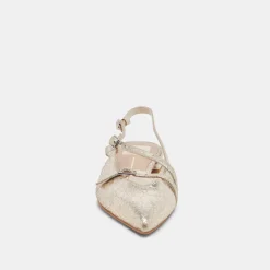 PAMLA FLATS PLATINUM DISTRESSED LEATHER^Dolce Vita Hot