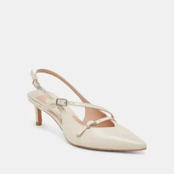 PAMLA MID HEELS IVORY CRINKLE PATENT^Dolce Vita New