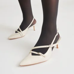 PAMLA MID HEELS IVORY CRINKLE PATENT^Dolce Vita New