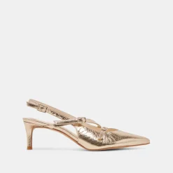 PAMLA MID WIDE HEELS LIGHT GOLD DISTRESSED LEATHER^Dolce Vita Fashion