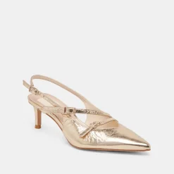 PAMLA MID WIDE HEELS LIGHT GOLD DISTRESSED LEATHER^Dolce Vita Fashion