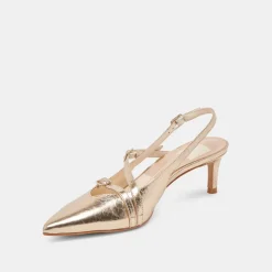 PAMLA MID WIDE HEELS LIGHT GOLD DISTRESSED LEATHER^Dolce Vita Fashion