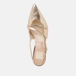 PAMLA MID WIDE HEELS LIGHT GOLD DISTRESSED LEATHER^Dolce Vita Fashion