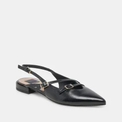 PAMLA WIDE FLATS BLACK CRINKLE PATENT^Dolce Vita Fashion