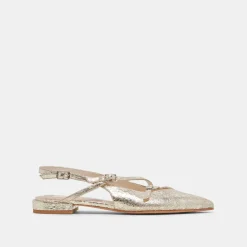 PAMLA WIDE FLATS PLATINUM DISTRESSED LEATHER^Dolce Vita New