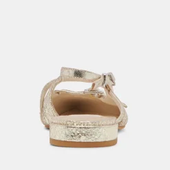 PAMLA WIDE FLATS PLATINUM DISTRESSED LEATHER^Dolce Vita New