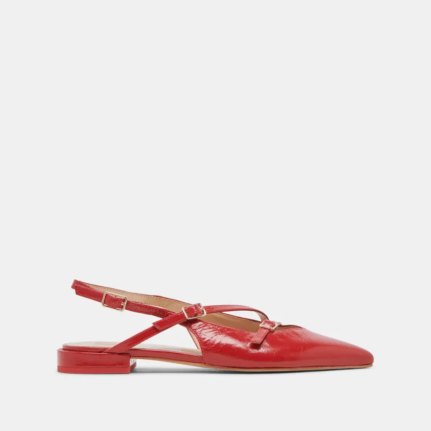 PAMLA WIDE FLATS RED CRINKLE PATENT^Dolce Vita Outlet