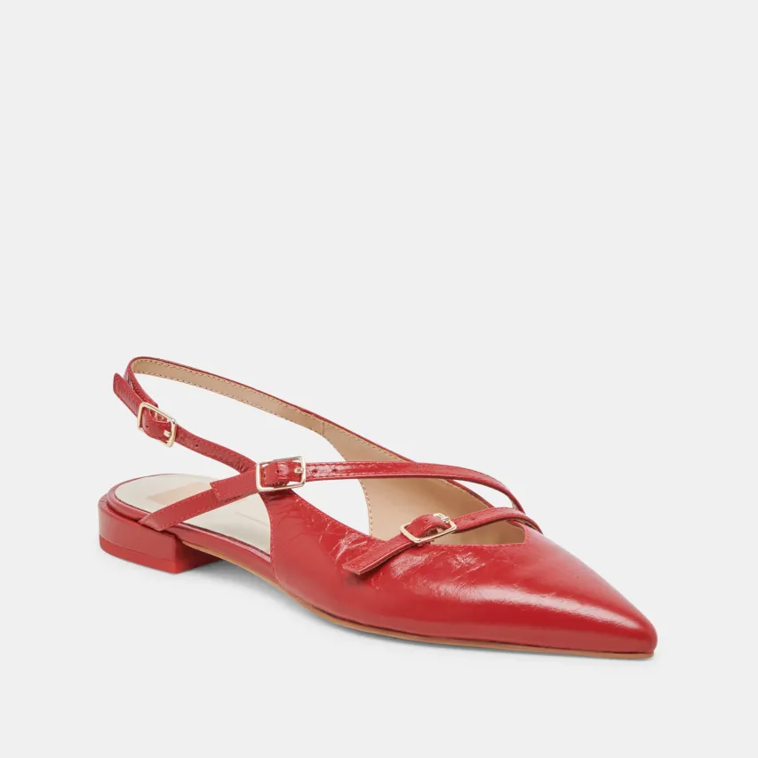 PAMLA WIDE FLATS RED CRINKLE PATENT^Dolce Vita Outlet