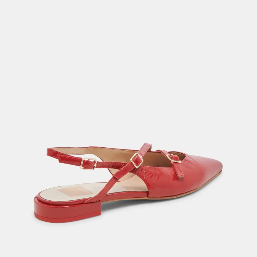 PAMLA WIDE FLATS RED CRINKLE PATENT^Dolce Vita Outlet