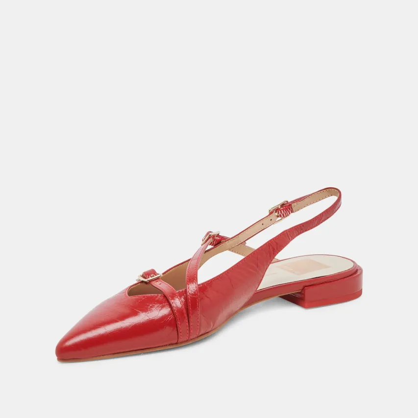 PAMLA WIDE FLATS RED CRINKLE PATENT^Dolce Vita Outlet