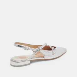PAMLA WIDE FLATS SILVER CRINKLE PATENT^Dolce Vita Online