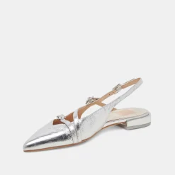 PAMLA WIDE FLATS SILVER CRINKLE PATENT^Dolce Vita Online