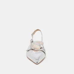 PAMLA WIDE FLATS SILVER CRINKLE PATENT^Dolce Vita Online