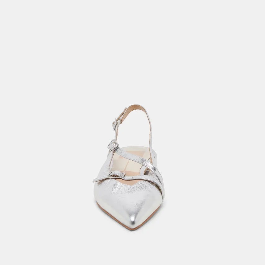 PAMLA WIDE FLATS SILVER CRINKLE PATENT^Dolce Vita Online