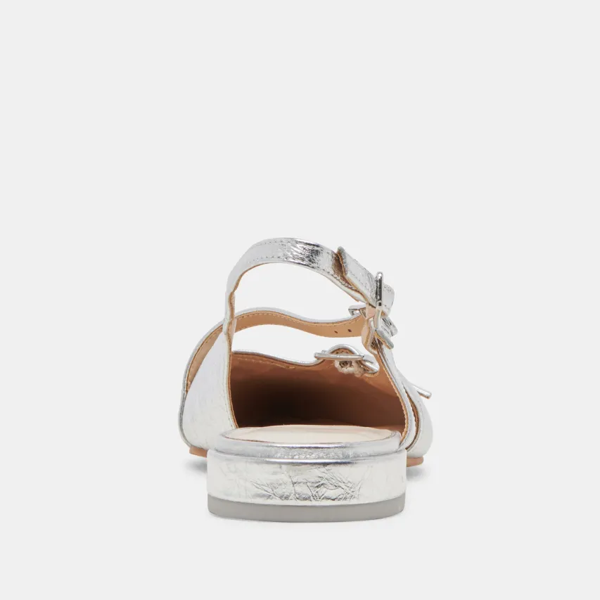 PAMLA WIDE FLATS SILVER CRINKLE PATENT^Dolce Vita Online