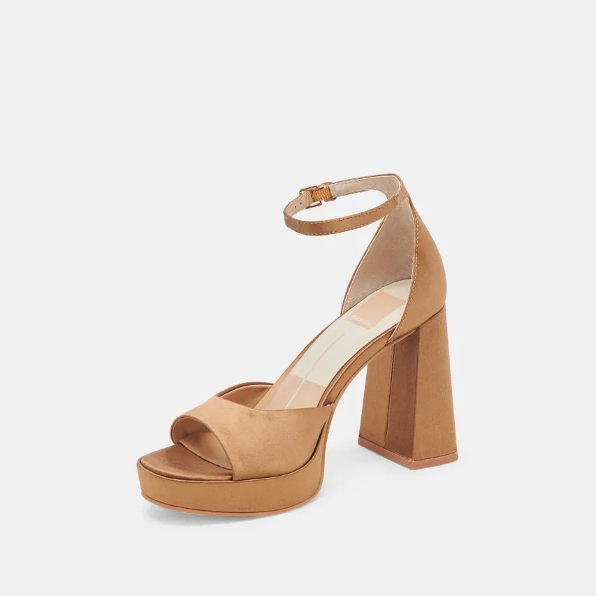 PANDRO HEELS MID BROWN SATIN^Dolce Vita Online