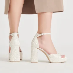 PANDRO PEARL HEELS TRUE WHITE SATIN^Dolce Vita Online