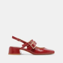 PATZY HEELS CRIMSON CRINKLE PATENT LEATHER^Dolce Vita Hot