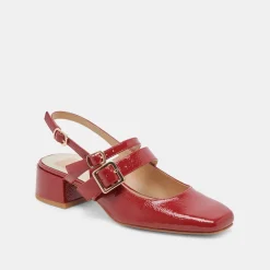PATZY HEELS CRIMSON CRINKLE PATENT LEATHER^Dolce Vita Hot