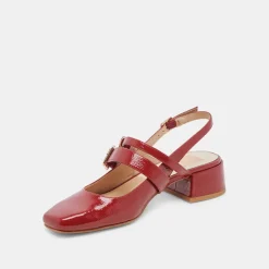 PATZY HEELS CRIMSON CRINKLE PATENT LEATHER^Dolce Vita Hot