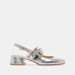 PATZY HEELS SILVER DISTRESSED LEATHER^Dolce Vita Clearance