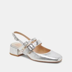PATZY HEELS SILVER DISTRESSED LEATHER^Dolce Vita Clearance