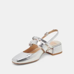 PATZY HEELS SILVER DISTRESSED LEATHER^Dolce Vita Clearance